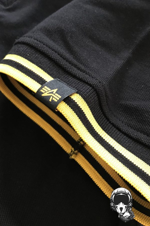 Koszulka Twin Stripe Polo II ALPHA INDUSTRIES black/yellow