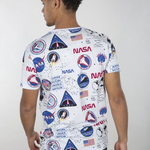 T-shirt ALPHA INDUSTRIES NASA AOP – biały